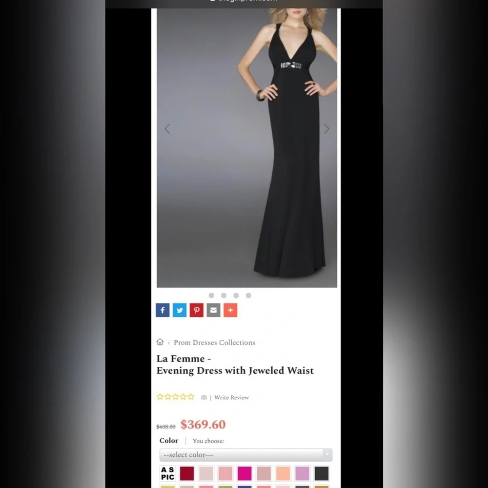 La Femme Black Sleeveless Embellished Jersey Gown | Dress